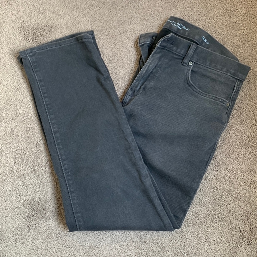 Banana Republic Traveler slim stretch jeans, charcoal, size 34x30